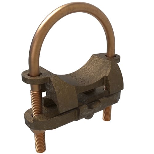 Ilsco - Ilsco GPL-40 Permaground Copper U-Bolt Ground Clamp, Conductor Range 250-2/0 Sol, Pipe Size 2-1/2in, Ground Rod Sizes 2-1/2 to 2-7/8in, UL, CSA