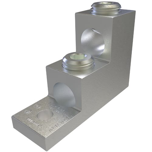 Ilsco - Ilsco PB2-300 Aluminum Panelboard Lug, Dual Rated, Conductor Range 300-6, 2 Ports, 1 Hole, 5/16in Bolt Size, Tin Plated, UL, CSA