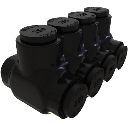 Ilsco - Ilsco PBTD-4-250 Nimbus Insulated Aluminum Multi-Tap Connector, Conductor Range 250-6, 4 Ports, Dual Sided Entry, Tin Plated, UL, CSA