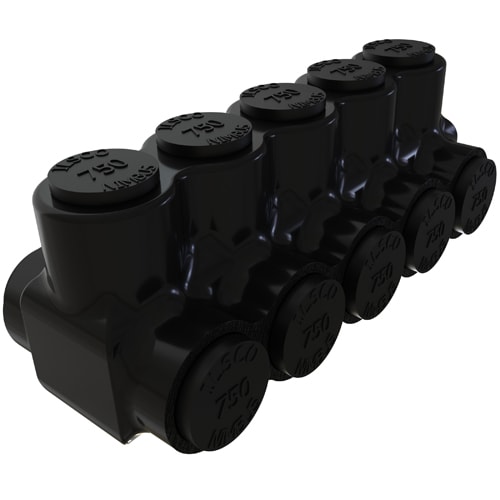Ilsco - Ilsco PBTD-5-750 Nimbus Insulated Aluminum Multi-Tap Connector, Conductor Range 750-250, 5 Ports, Dual Sided Entry, Tin Plated, UL, CSA