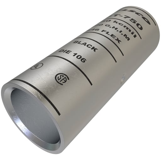 Ilsco - Ilsco CT-750 SureCrimp® Copper Compression Sleeve, Conductor Size 750, Tin Plated, UL, CSA
