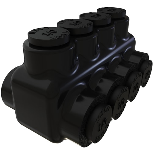 Ilsco - Ilsco PBTD-4-1/0 Nimbus Insulated Aluminum Multi-Tap Connector, Conductor Range 1/0-14, 4 Ports, Dual Sided Entry, Tin Plated, UL, CSA
