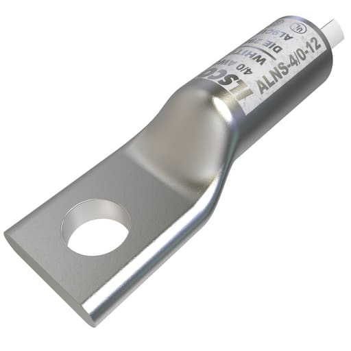 Ilsco - Ilsco ALNS-4/0-12 SureCrimp® Aluminum Compression Lug, Conductor Size 4/0, 1 Hole, 1/2in Bolt Size, Long Barrel, No Sight Window, Tin Plated, UL, CSA