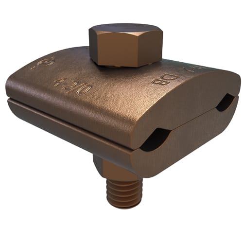 Ilsco - Ilsco GH-2 Permaground Copper Ground Clamp, Conductor Range 2/0-4 Sol, 2 Conductors, 1 Bolt, UL