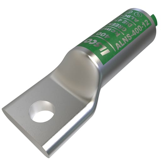 Ilsco - Ilsco ALNS-400-12 SureCrimp® Aluminum Compression Lug, Conductor Size 400, 1 Hole, 1/2in Bolt Size, Long Barrel, No Sight Window, Tin Plated, UL, CSA