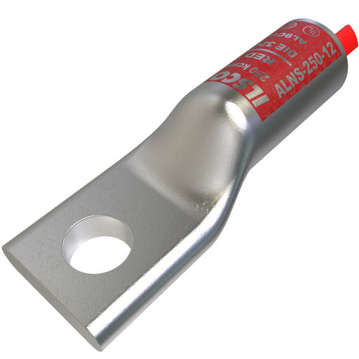 Ilsco - Ilsco ALNS-250-12 SureCrimp® Aluminum Compression Lug, Conductor Size 250, 1 Hole, 1/2in Bolt Size, Long Barrel, No Sight Window, Tin Plated, UL, CSA