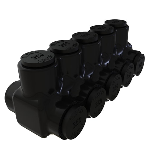 Ilsco - Ilsco PBTD-5-350 Nimbus Insulated Aluminum Multi-Tap Connector, Conductor Range 350-6, 5 Ports, Dual Sided Entry, Tin Plated, UL, CSA