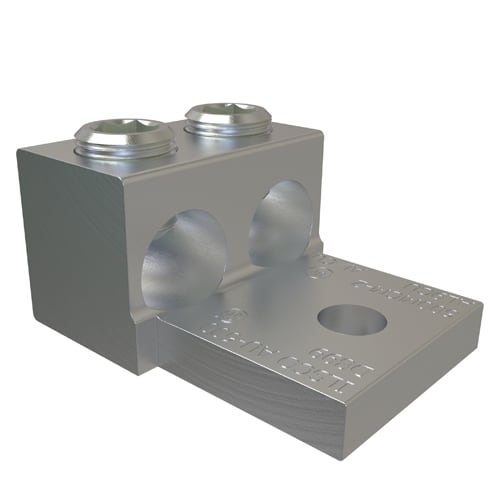 Ilsco - Ilsco AU-600 Aluminum Mechanical Lug, Conductor Range 600-2, 2 Ports, 1 Hole, 1/2in Bolt Size, Tin Plated, UL, CSA