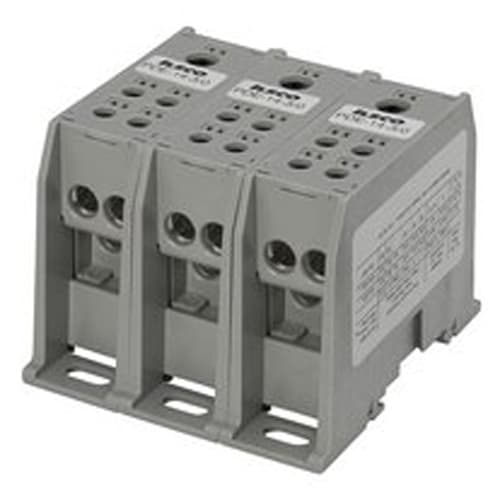 Ilsco - Ilsco PDE-18-400 Power Distribution Block, High SCCR, Dual Rated, Line Conductor Range 400-6, 2/0-14, Load Range 2-14, 1 Port Per Pole Line Side, 8 Ports Per Pole Load Side, 1 Pole, UL, CSA