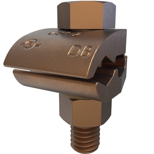 Ilsco - Ilsco GM-2 Permaground Copper Ground Clamp, Conductor Range 2/0-4 Sol, 1 Conductor, 1 Bolt, 3/8in Bolt Size, Double Plate, UL