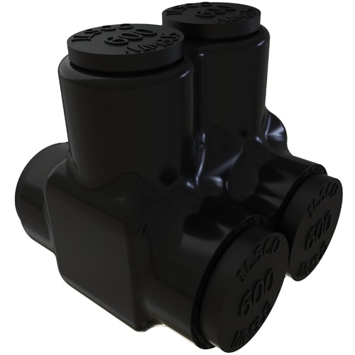Ilsco - Ilsco PBTD-2-500 Nimbus Insulated Aluminum Multi-Tap Connector, Conductor Range 600-4, 2 Ports, Dual Sided Entry, Tin Plated, UL, CSA