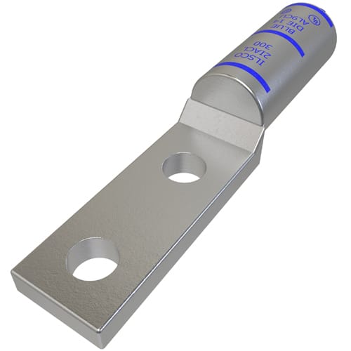 Ilsco - Ilsco 2IACL-300 SureCrimp® Aluminum Compression Lug, Dual Rated, Conductor Size 300, 2 Holes, 1/2in Bolt Size, 1-3/4in Hole Spacing, No Sight Window, Narrow Tang, Tin Plated, UL, CSA