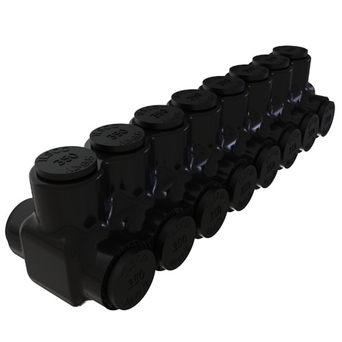Ilsco - Ilsco PBTD-8-350 Nimbus Insulated Aluminum Multi-Tap Connector, Conductor Range 350-6, 8 Ports, Dual Sided Entry, Tin Plated, UL, CSA