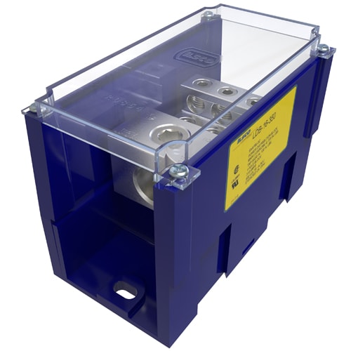 Ilsco - Ilsco LDB-16-350 Snapbloc Power Distribution Block, Modular Design, Dual Rated, Line Conductor Range 350-6, Load Range 2/0-14, 1 Port Per Pole Line Side, 6 Ports Per Pole Load Side, 1 Pole, UL, CSA, Includes Cover