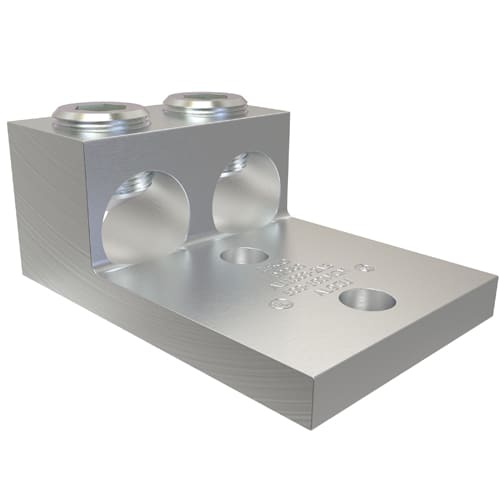 Ilsco - Ilsco AU-1000-2NS Aluminum Mechanical Lug, Conductor Range 1000-500, 2 Ports, 2 Holes, 1/2in Bolt Size, 1-3/4in Hole Spacing, Tin Plated, UL, CSA