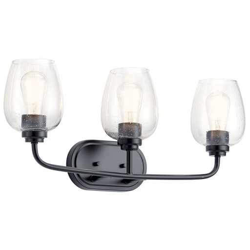 Kichler Lighting - Kichler 45129BKCS Valserrano 24" 3 Light Vanity Light Clear Seeded Glass Black