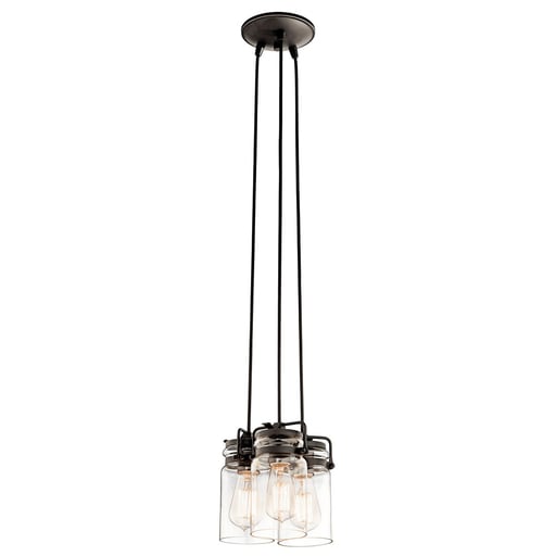 Kichler Lighting - Kichler 42869OZ Brinley™ 7.75" 3 Light Pendant with Clear Glass Olde Bronze®