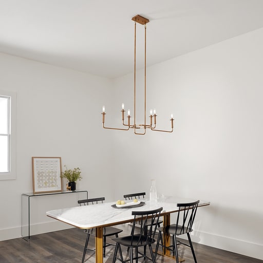 Kichler Lighting - Kichler 43362NBR Alden 6 Light Linear Chandelier Natural Brass