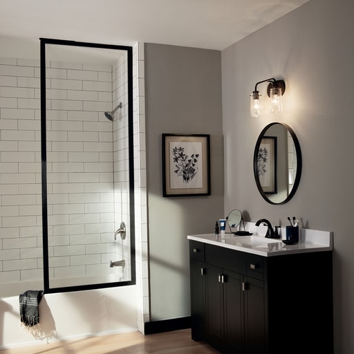 Kichler Lighting - Kichler 45458OZ Braelyn™ 14.75" 2 Light Vanity Light with Clear Seeded Glass Olde Bronze®