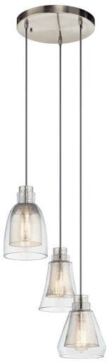 Kichler Lighting - Kichler 43627NI Evie 3 Light Pendant Brushed Nickel