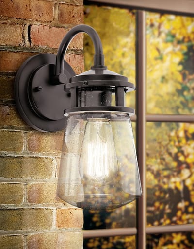Kichler Lighting - Kichler 49444AZ Lyndon™ 11.25" 1 Light Wall Light with Clear Seeded Glass Architectural Bronze
