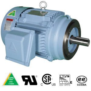 Worldwide Electric Corp - WorldWide Electric HHI2-18-145TCRD 2HP Hyundai Crown Triton™ Severe Duty Motor, 1800 RPM, 208-230/460V 3-Phase, 145TCRD Frame, TEFC Enclosure, C-face, Round Body