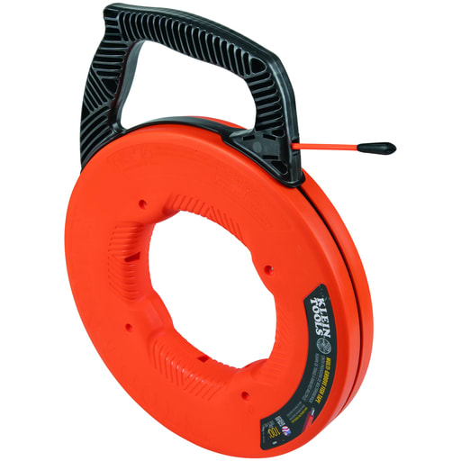 Klein Tool - Klein 56383 1/4" Wide Multi-Groove Fiberglass Fish Tape, 100ft (30m) Tape, Nylon Eyelet