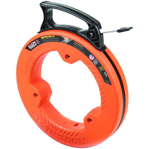Klein Tool - Klein 56335 1/4" Wide Spring Steel Fish Tape, 25ft (7.6m) Tape, Plastic Slim Tip