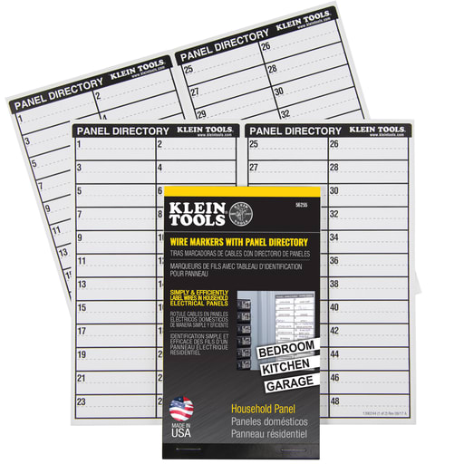 Klein Tool - Klein 56255 Wire Marker Book, Residential Electric Panel Markers w/ (2) Directory Sheets