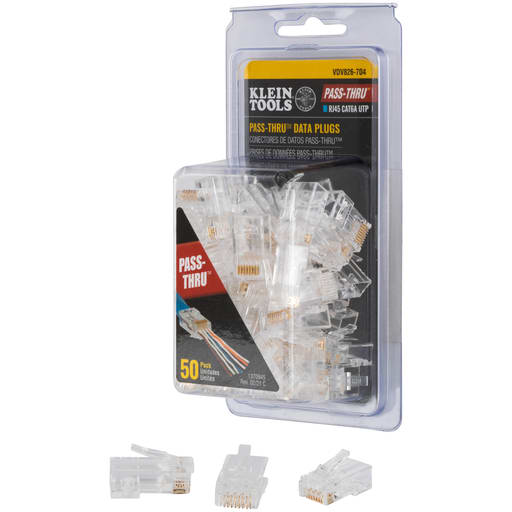 Klein Tool - Klein VDV826-704 Pass-Thru Modular Data Plugs, RJ-45-CAT6A, UTP, 50-Pack
