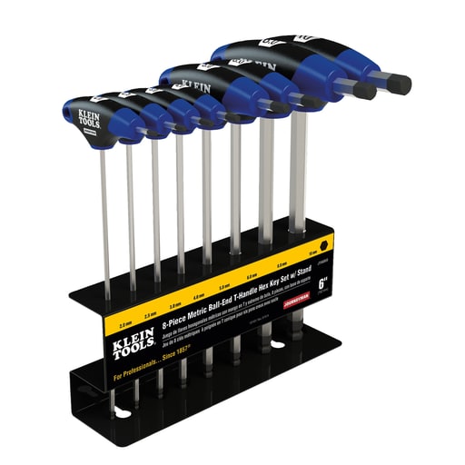 Klein Tool - Klein JTH68MB Hex Kit Set, Metric, Ball End T-Handle, 6" with Stand, 8-Piece