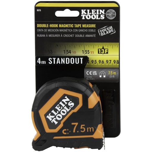 Klein Tool - Klein 9375 Tape Measure, 7.5-Meter Magnetic Double-Hook