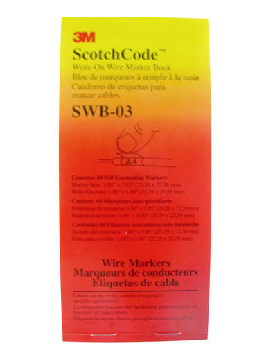 3M - 3M Electrical SWB-3 1 x 2.85 Inch Label Write-On Wire Marker Book