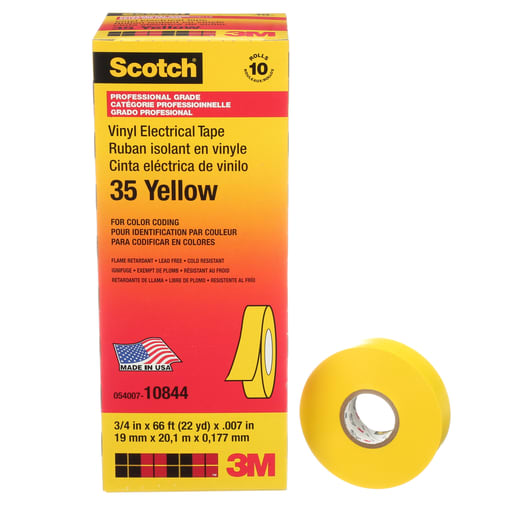 3M - 3M 35-3/4X66FT-YL #35 Scotch® Vinyl Electrical Tape, Professional Grade, 7mil, 3/4" x 66ft - YELLOW (7000006096)