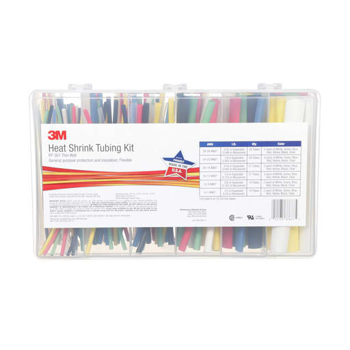 3M - 3M FP-301-Color-Assortment Heat Shrink Tubing, 133pcs 6" Tubes