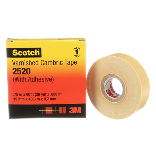 3M - 3M 2520 3/4" x 60ft Scotch® Varnished Cambric Tape, Yellow