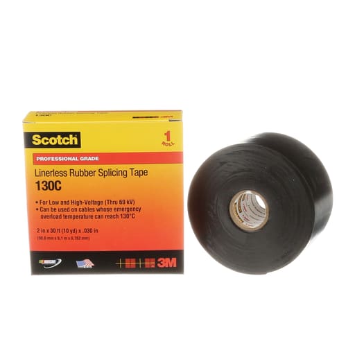 3M - 3M 130C Scotch® 2" x 30ft Linerless Rubber Splicing Tape, Black