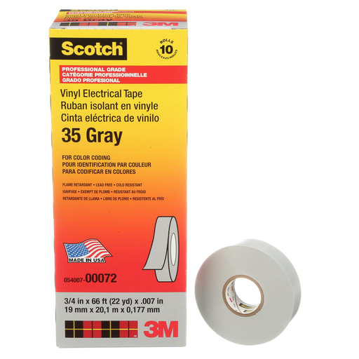 3M - 3M 35-3/4X66FT-GY #35 Scotch® Vinyl Electrical Tape, Professional Grade, 7mil, 3/4" x 66ft - GRAY (7000006099)