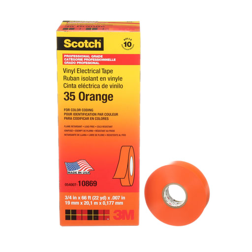 3M - 3M 35-3/4X66FT-OR #35 Scotch® Vinyl Electrical Tape, Professional Grade, 7mil, 3/4" x 66ft - ORANGE (7000031581)