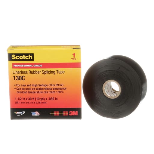 3M - 3M 130C Scotch® 1-1/2" x 30ft Linerless Rubber Splicing Tape, Black