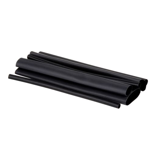 3M - 3M FP301-BLACK Heat Shrink Tubing, Assortment Pack, 3/16" to 1", Black