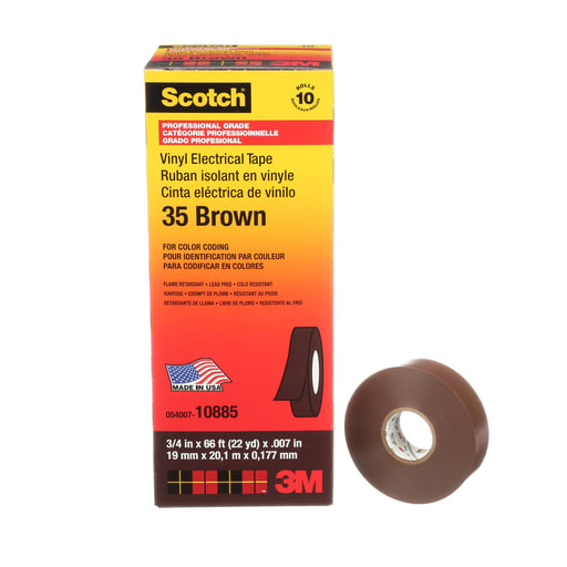 3M - 3M 35-3/4X66FT-BR #35 Scotch® Vinyl Electrical Tape, Professional Grade, 7mil, 3/4" x 66ft - BROWN (7000031580)