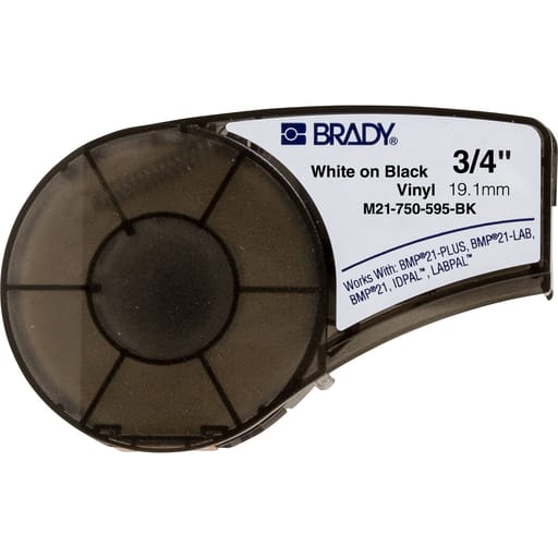 Brady Corporation - Brady M21-750-595-BK BMP21 Series Indoor-Outdoor Vinyl Labels 0.75" W x 21' L, Black
