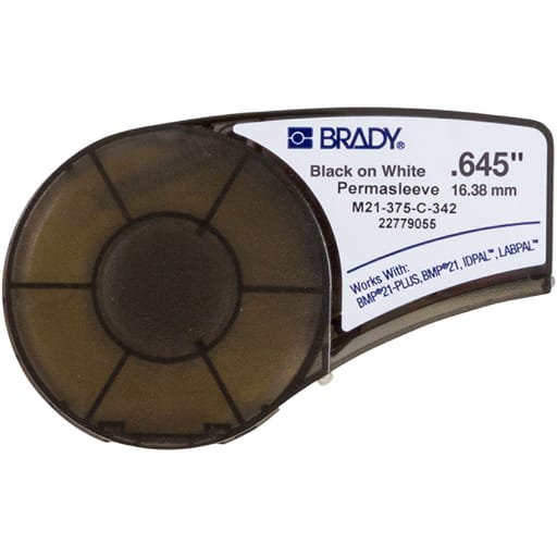Brady Corporation - Brady M21-375-C-342 BMP21 Series PermaSleeve Heat Shrink Polyolefin Wire Marking Sleeves, 0.375" Dia x 7' L