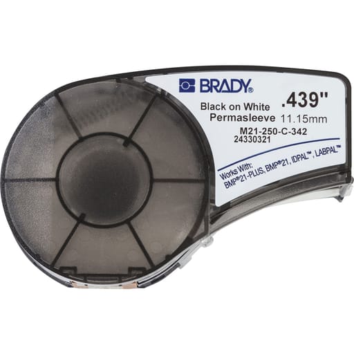 Brady Corporation - Brady M21-250-C-342 BMP21 Series PermaSleeve Heat Shrink Polyolefin Wire Marking Sleeves, 0.25" Dia x 7' L
