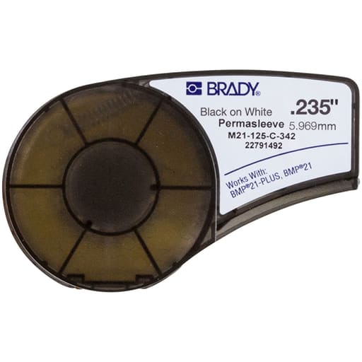 Brady Corporation - Brady M21-125-C-342 BMP21 Series PermaSleeve Heat Shrink Polyolefin Wire Marking Sleeves, 0.125" Dia x 7' L