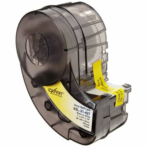 Brady Corporation - Brady XSL-21-427 IDXPERT Series Self-Laminating Vinyl Wire and Cable Labels, 2.5" H x 1" W, Cartridge of 100 Labels
