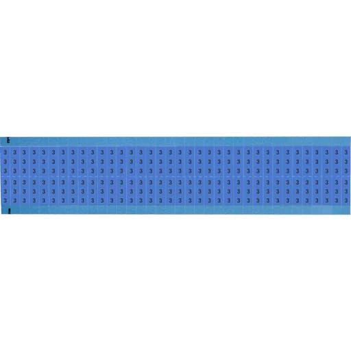 Brady Corporation - Brady WM-3-BL-SC-PK Solid Numbers Scored Wire Marker Card, 3, Cloth, Black on Blue