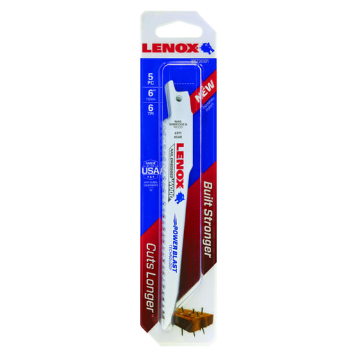 Lenox American Saw - Lenox 20572-656R 6" x 3/4" x .050 x 6TPI Bi-Metal Reciprocating Saw Blade (5/Pkg)