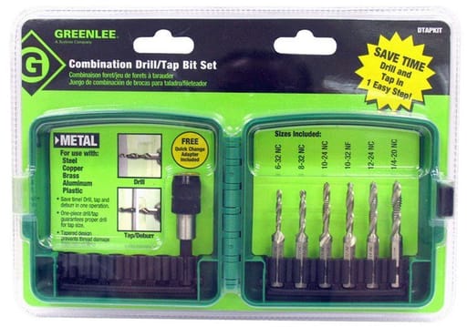 Greenlee Textron - Greenlee DTAPKIT 6pc Drill/Tap Set, 6-32 to 1/4-20